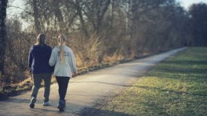 women taking a walk outside
