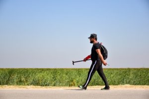 man taking a walk outside