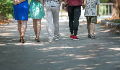 family walk to prevent varicose veins